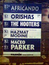 Picture of a poster featuring the concert of Hazmat Modine in Hamburg